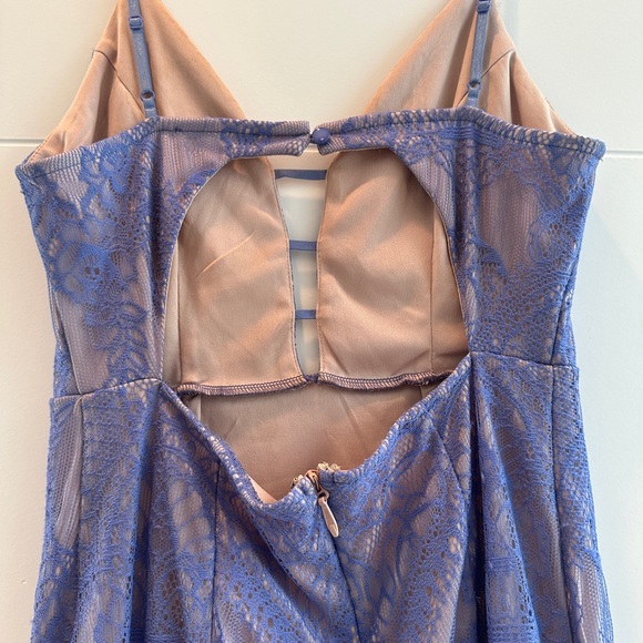 Charlotte Russe Purple Lace Bodycon Midi Dress Cutout Spaghetti Strap | Size M - Picture 12 of 13